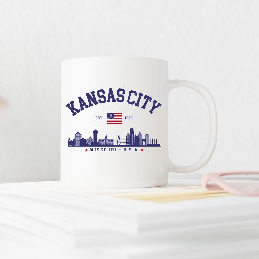 Kansas City Vintage Skyline | Patriotic Missouri  コーヒーマグカップ