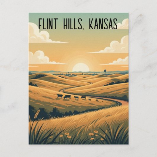 Kansas Flint Hills Travel Souvenir ポストカード (正面)
