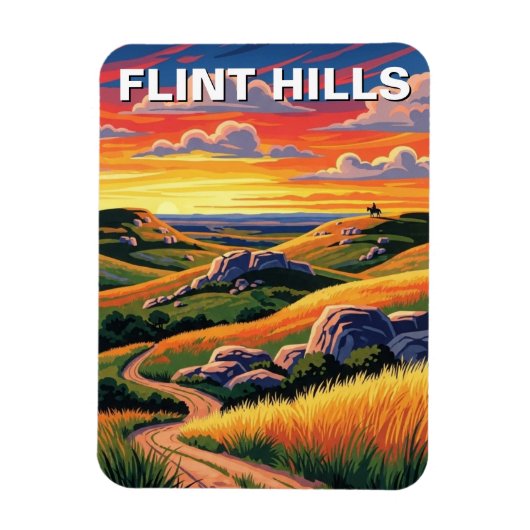 Kansas Flint Hills Travel Souvenir マグネット (縦)