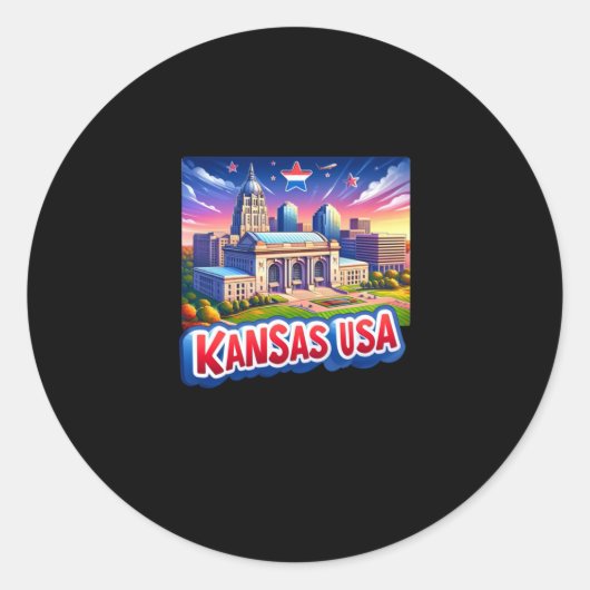 Kansas In Usaステッカー ラウンドシール (正面)