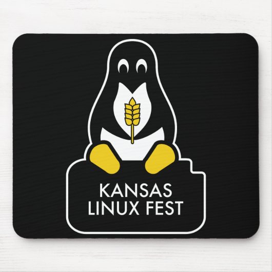 Kansas Linux Festマウスパッドブラック マウスパッド (正面)