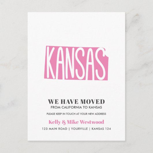 KANSAS New Address New Homeポストカードを移動 ポストカード (正面)
