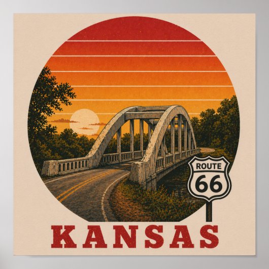 Kansas Rainbow Bridge Route 66 Poster ポスター (正面)