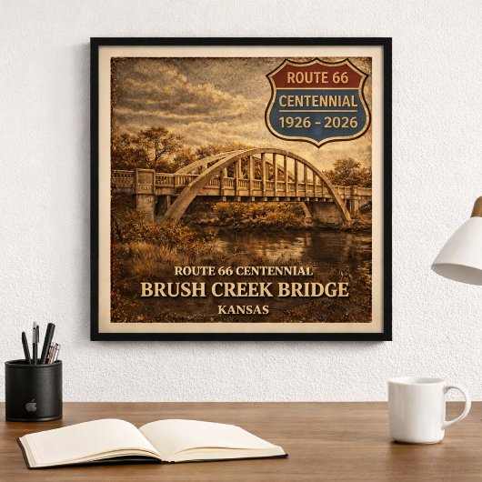 Kansas Route 66 Brush Creek Bridge ポスター