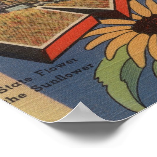 Kansas (State Capital/Flower) ポスター (角)