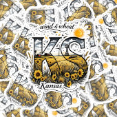 Kansas State Sticker | Wind & Wheat Sunflower Desi シール