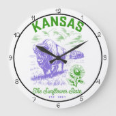 Kansas Sunflower State Bison ラージ壁時計 (正面)