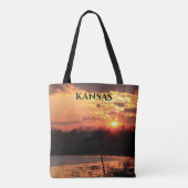 Kansas Sunset with Reflection Photoバッグ。 トートバッグ (裏面)