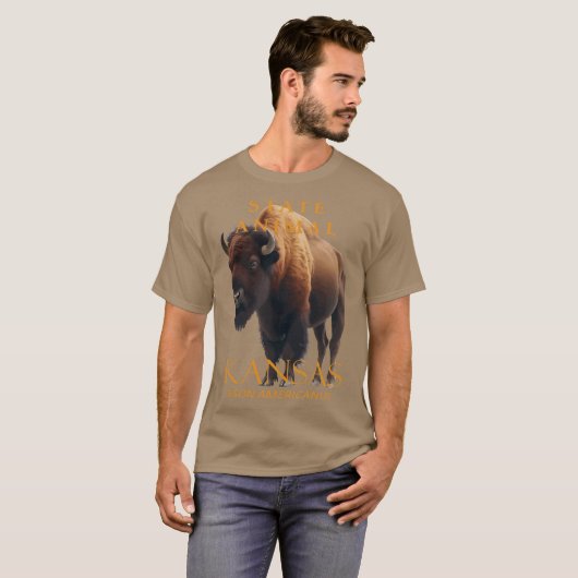 Kansas Territory Animal Bison Americanus Tシャツ (正面フル)