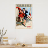 Kansas TWA Trans World Airlines New Retro ポスター (キッチン)