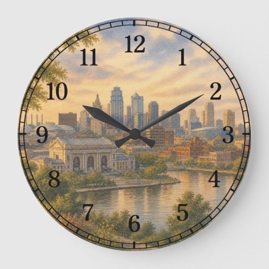 Kansas Wall Clock — Heartland Landscape Design ラージ壁時計 (正面)