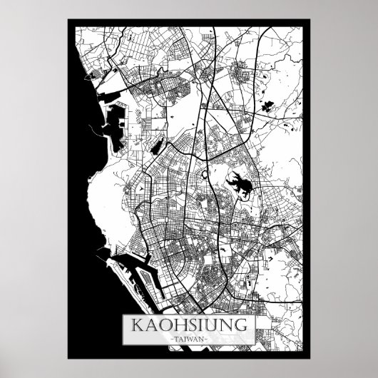 Kaohsiung City Taiwan Map ポスター (正面)