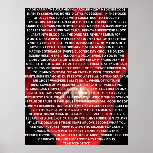 KAOS KARMA original poem poster ポスター (正面)