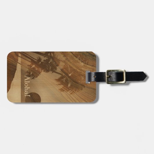 Kapaaの日没のハワイのフェイクなKoaの木製の荷物のラベル ラゲッジタグ (正面横)