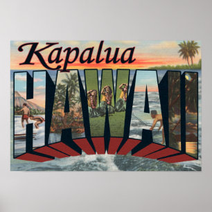 Kapalua、ハワイ-大きい手紙場面 ポスター