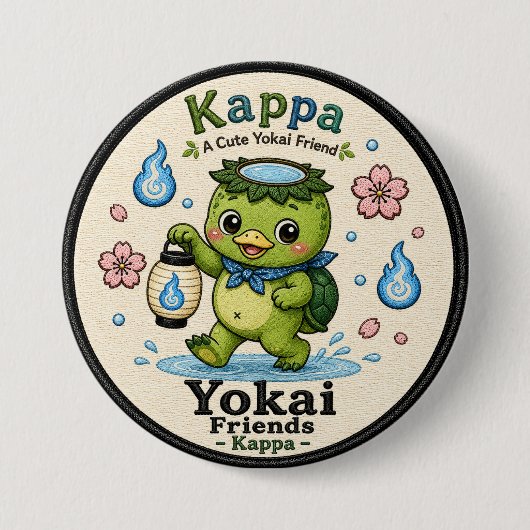 Kappa Yokai Friends Cute Pin Button 缶バッジ (正面)