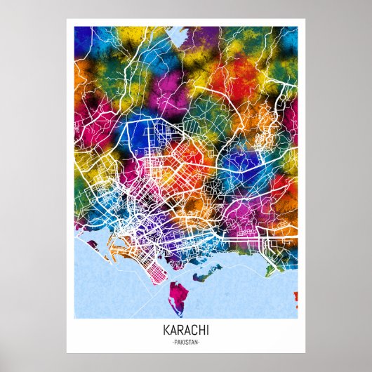 Karachi Pakistan City Map ポスター (正面)