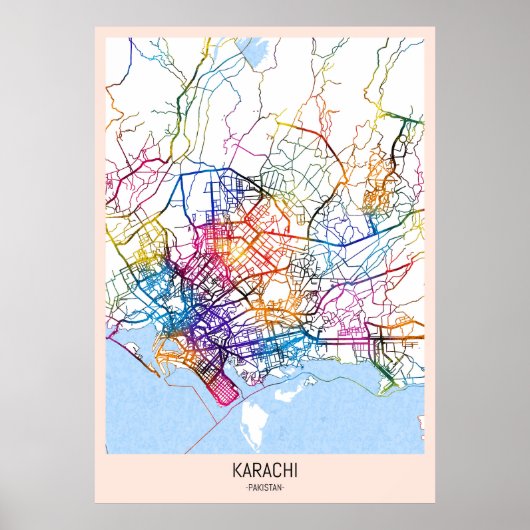 Karachi Pakistan City Map ポスター (正面)