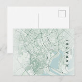 Karachi Pakistan Map Minimal ポストカード (正面/裏面)