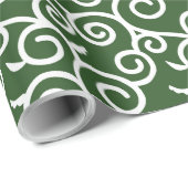 Karakusaの日本のな巻上げの植物の緑パターン ラッピングペーパー (ロールコーナー)