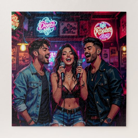Karaoke in a Bar Comic ジグソーパズル (縦)