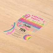 Karaoke Neon Glow Birthday Singing Music Party  アクリル招待状 (レイダウン)