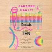 Karaoke Neon Glow Birthday Singing Music Party  アクリル招待状 (正面)