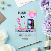 Karaoke Neon Glow Singing Disco Party Birthday アクリル招待状 (インサイチュ (ウェディング))