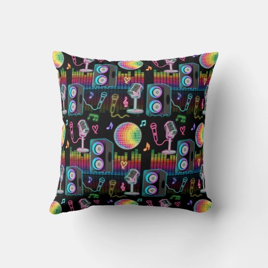 Karaoke Neon Glow Singing Music Party クッション (裏面)