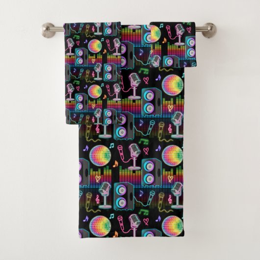 Karaoke Neon Glow Singing Music Party バスタオルセット (インサイチュ)