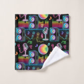 Karaoke Neon Glow Singing Music Party バスタオルセット (ウォッシュタオル)