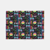 Karaoke Neon Glow Singing Music Party フリースブランケット (正面(横))