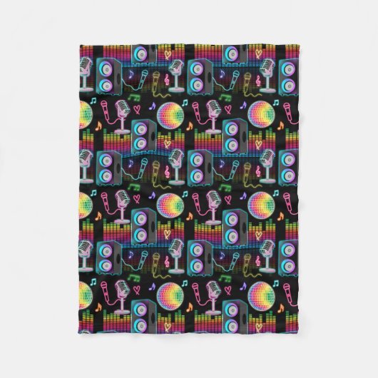 Karaoke Neon Glow Singing Music Party フリースブランケット (正面)