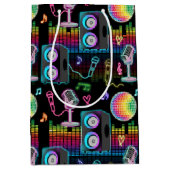 Karaoke Neon Glow Singing Music Party ミディアムペーパーバッグ (正面)