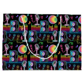 Karaoke Neon Glow Singing Music Party ラージペーパーバッグ (裏面)