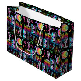 Karaoke Neon Glow Singing Music Party ラージペーパーバッグ