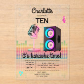 Karaoke Neon Glow Singing Music Party Birthday アクリル招待状 (正面)