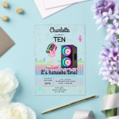 Karaoke Neon Glow Singing Music Party Birthday アクリル招待状 (インサイチュ (ウェディング))