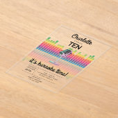 Karaoke Neon Glow Singing Music Party Birthday アクリル招待状 (レイダウン)