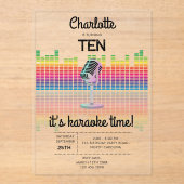 Karaoke Neon Glow Singing Music Party Birthday アクリル招待状 (正面)