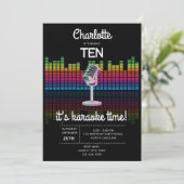 Karaoke Neon Glow Singing Music Party Birthday 招待状 (スタンド正面)
