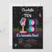 Karaoke Neon Glow Singing Music Party Birthday 招待状 (正面)