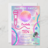 Karaoke Neon Glow  Tie Dye Birthday Party  招待状 (正面)