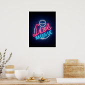Karaoke Neon Lighting Curved Word  Art Word Text ポスター (キッチン)