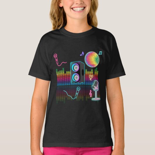 Karaoke Neon Singing Music Party Tシャツ (正面)