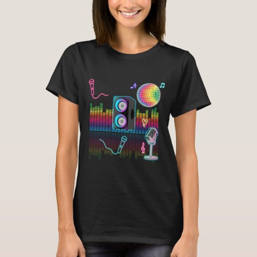 Karaoke Neon Singing Music Party Tシャツ (正面)