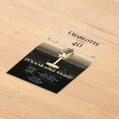 Karaoke Night Black Gold Singing Birthday Party アクリル招待状 (レイダウン)