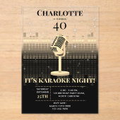 Karaoke Night Black Gold Singing Birthday Party アクリル招待状 (正面)