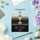 Karaoke Night Black Gold Singing Birthday Party アクリル招待状 (インサイチュ (ウェディング))