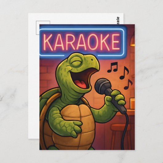 Karaoke Singing Turtle ポストカード (正面/裏面)